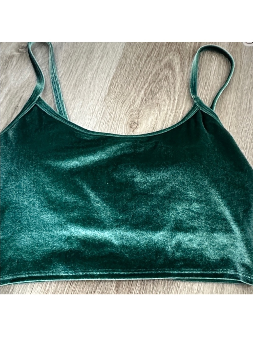 PINK Victoria's Secret Active Emerald Green Velvet Crop Cami Size Medium